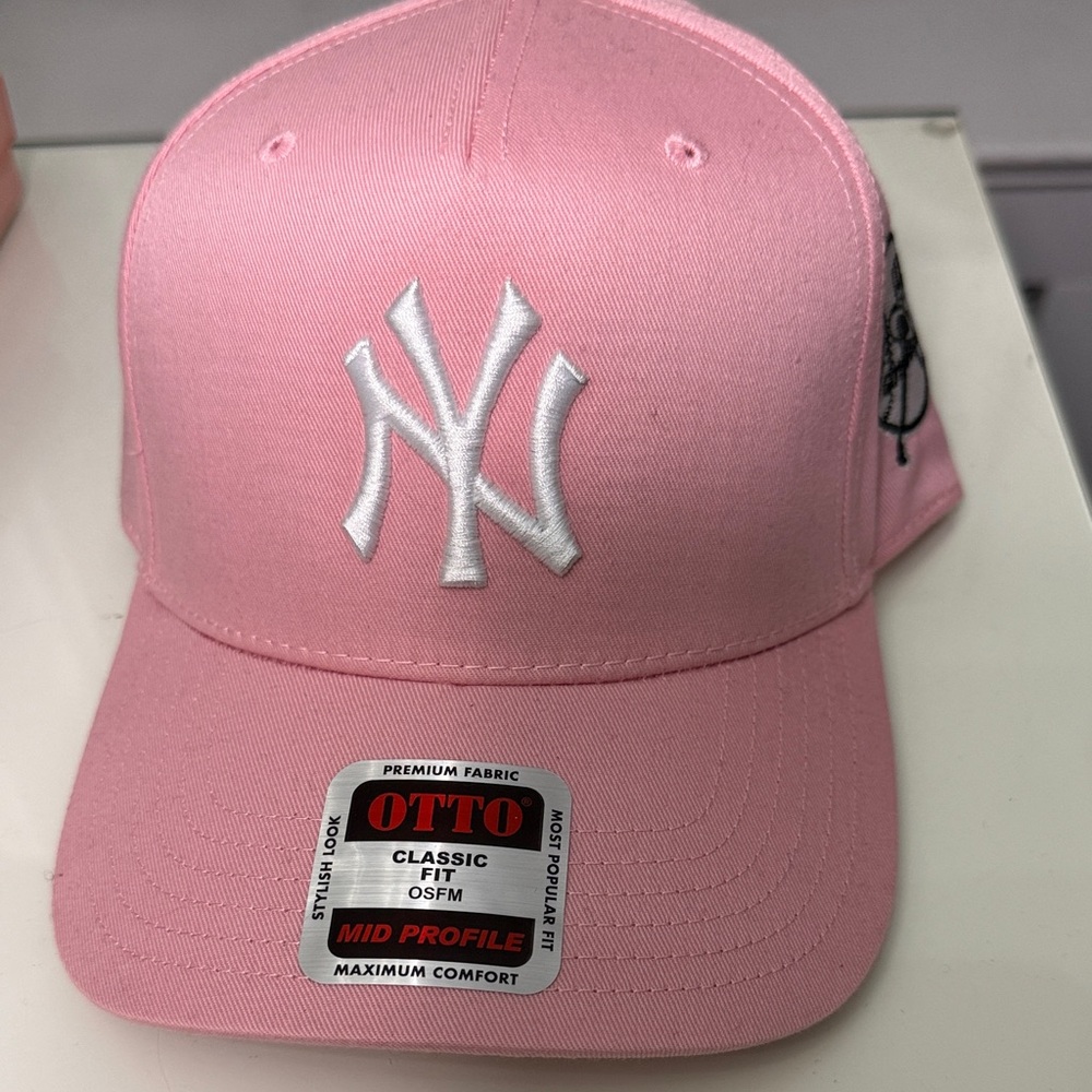 OTTO Pink Kids Cap with White Embroidered NY Emblem